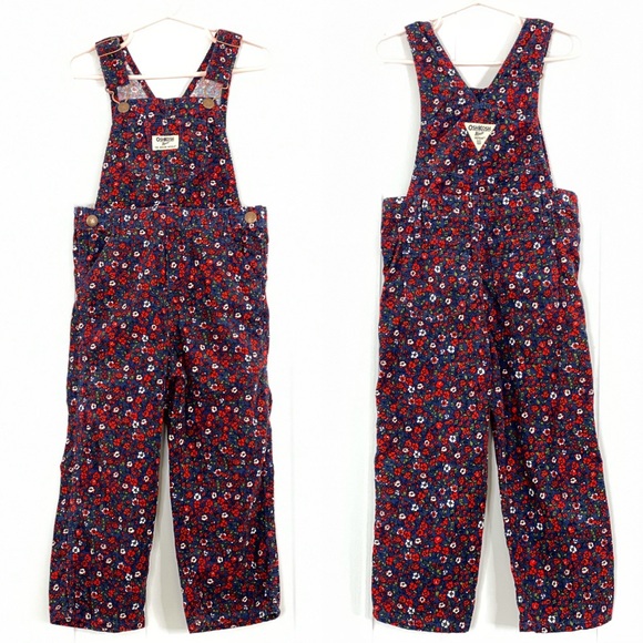 OshKosh B'gosh Other - Oshkosh BGosh Girls floral corduroy overalls sz 4T